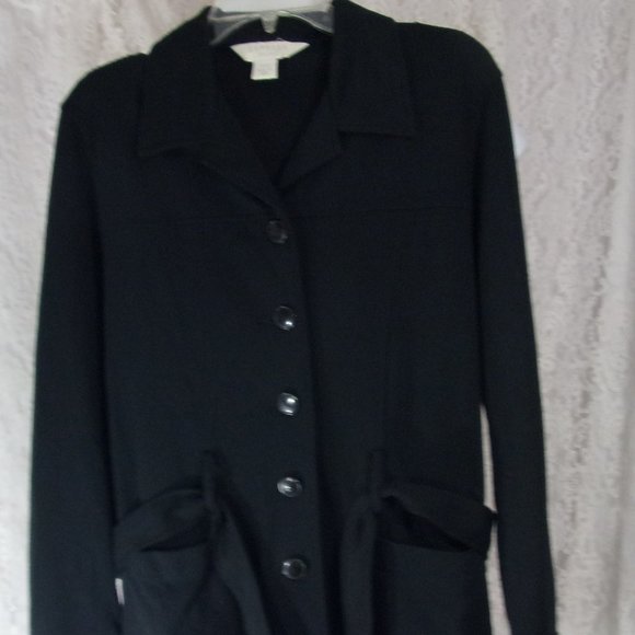 Vintage Express Tricot Knit Rich Black Jacket with Belt Size 9/10 - Picture 5 of 10